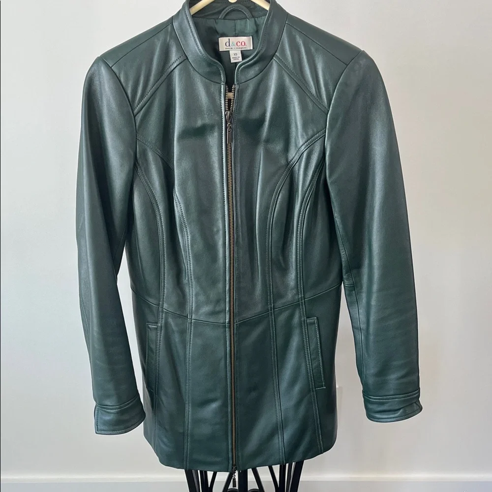 D&Co Dark Green Leather Jacket - Picture 1 of 7